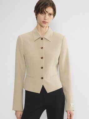 Aritzia Cream Tailored Button-Front Blazer